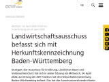 Vorschaubild: Landwirtschaftsausschuss befasst sich mit Herkunftskennzeichnung Baden-Württemberg
