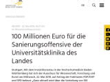 Vorschaubild: 100 Millionen Euro für die Sanierungsoffensive der Universitätsklinika des Landes
