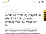 Vorschaubild: Landesverwaltung vergibt im Jahr 2018 Gutachten im Umfang von 14,2 Millionen Euro