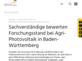 Vorschaubild: Sachverständige bewerten Forschungsstand bei Agri-Photovoltaik in Baden-Württemberg