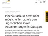 Vorschaubild: Innenausschuss berät über mögliche Terrorziele von Jugendlichen sowie Ausschreitungen in Stuttgart 