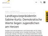 Vorschaubild: Landtagsvizepräsidentin Sabine Kurtz: Demokratische Werte liegen Jugendlichen am Herzen