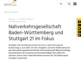 Vorschaubild: Nahverkehrsgesellschaft Baden-Württemberg und Stuttgart 21 im Fokus