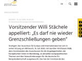 Vorschaubild: Vorsitzender Willi Stächele appelliert: „Es darf nie wieder Grenzschließungen geben“