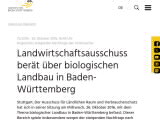 Vorschaubild: Landwirtschaftsausschuss berät über biologischen Landbau in Baden-Württemberg