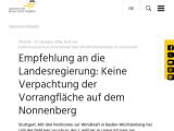 Vorschaubild: Empfehlung an die Landesregierung: Keine Verpachtung der Vorrangfläche auf dem Nonnenberg