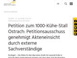Vorschaubild: Petition zum 1000-Kühe-Stall Ostrach: Petitionsausschuss genehmigt Akteneinsicht durch externe Sachverständige
