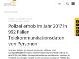 Vorschaubild: Polizei erhob im Jahr 2017 in 992 Fällen Telekommunikationsdaten von Personen
