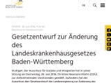 Vorschaubild: Gesetzentwurf zur Änderung des Landeskrankenhausgesetzes Baden-Württemberg