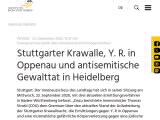 Vorschaubild: Stuttgarter Krawalle, Y. R. in Oppenau und antisemitische Gewalttat in Heidelberg