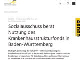 Vorschaubild: Sozialausschuss berät Nutzung des Krankenhausstrukturfonds in Baden-Württemberg