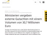Vorschaubild: Ministerien vergeben externe Gutachten mit einem Volumen von 30,7 Millionen Euro