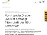 Vorschaubild: Vorsitzender Drexler: „Gericht bestätigt Täterschaft des NSU-Terrortrios“