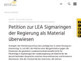 Vorschaubild: Petition zur LEA Sigmaringen der Regierung als Material überwiesen