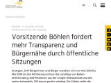 Vorschaubild: Vorsitzende Böhlen fordert mehr Transparenz und Bürgernähe durch öffentliche Sitzungen