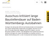 Vorschaubild: Ausschuss kritisiert lange Baustellendauer auf Baden-Württembergs Autobahnen