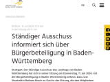 Vorschaubild: Ständiger Ausschuss informiert sich über Bürgerbeteiligung in Baden-Württemberg