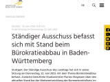 Vorschaubild: Ständiger Ausschuss befasst sich mit Stand beim Bürokratieabbau in Baden-Württemberg  