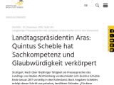 Vorschaubild: Landtagspräsidentin Aras: Quintus Scheble hat Sachkompetenz und Glaubwürdigkeit verkörpert