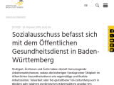 Vorschaubild: Sozialausschuss befasst sich mit dem Öffentlichen Gesundheitsdienst in Baden-Württemberg