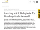 Vorschaubild: Landtag wählt Delegierte für Bundespräsidentenwahl
