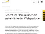 Vorschaubild: Bericht im Plenum über die erste Hälfte der Wahlperiode