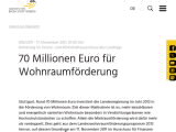 Vorschaubild: 70 Millionen Euro für Wohnraumförderung